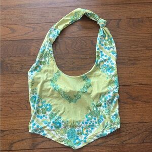 Urban Outfitters Green and Blue Patterned Halter Top